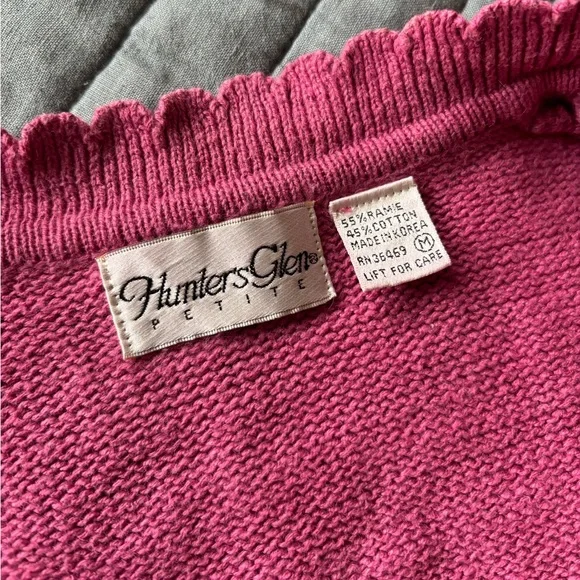 Vintage Hunter’s Glen Pink Cardigan with Leaf Detail – Size M - Picture 8 of 11